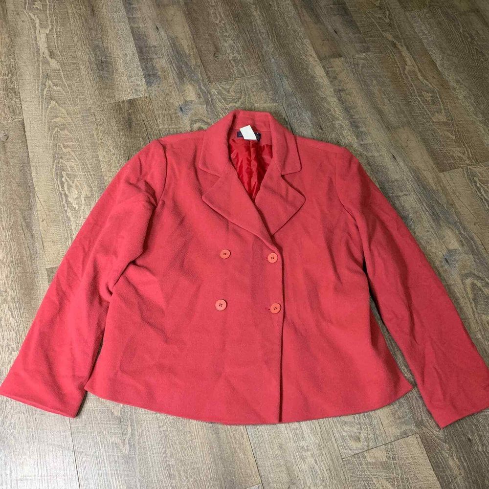 Herman‎ Geist Blazer Jacket Womens Size 14 Pink Wool Blend Double Breasted